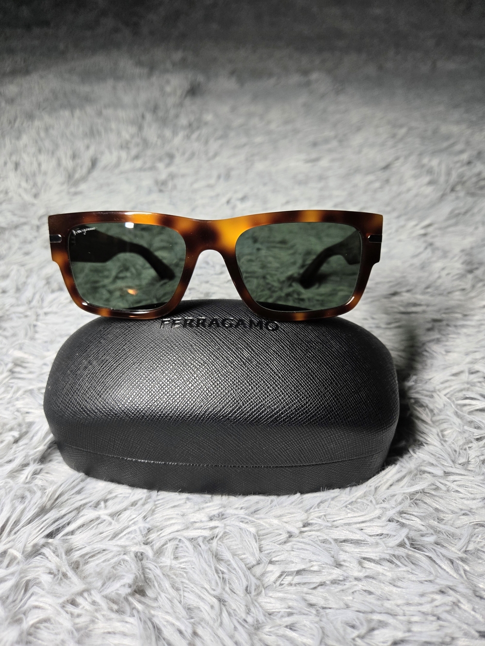 Salvatore Ferragamo Tortoiseshell Sunglasses with Green Lenses